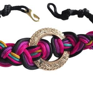 Vintage Braided Color-Pop Belt w/ Gold Ring Buckle Boho Statement Accessory